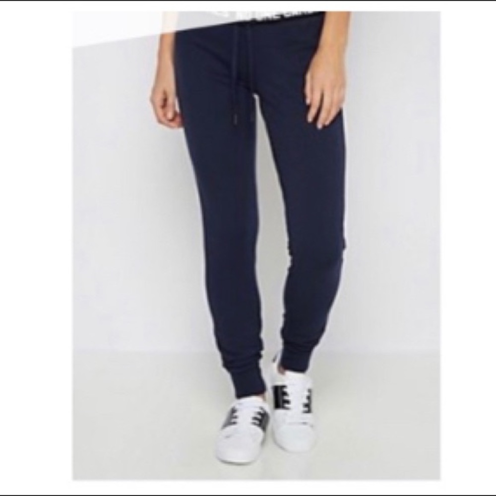 Dark Blue Joggers with “No One Cares” on Waistband